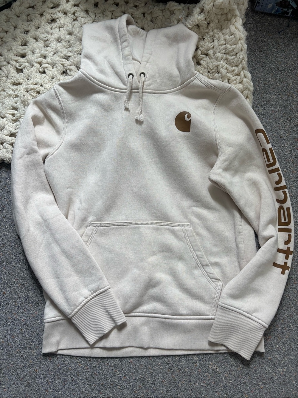 Carhartt WIP Cream Hoodie with Brown Logo - women
